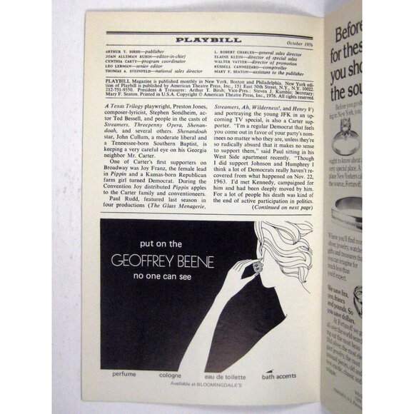 Shenandoah Playbill 1976 Alvin Theatre John Cullum Leslie Denniston Tony Holmes - Picture 3 of 7